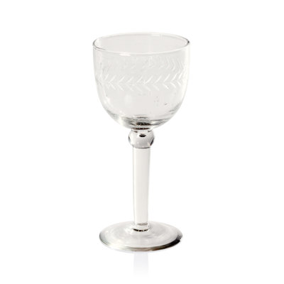 Monell Handmade Etched Wine Goblet Glasses, Set of 4