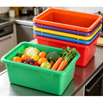 Paquet de 6 bacs de rangement pour casiers, contenants de rangement empilables en plastique polyvalents pour la maison, la chambre de bébé, la salle de jeux et la salle de classe
