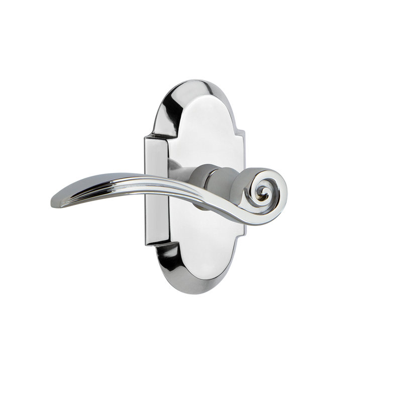 Cottage Plate Privacy (Bed & Bath) with Swan Lever, Bright Chrome, Right, 2.375"