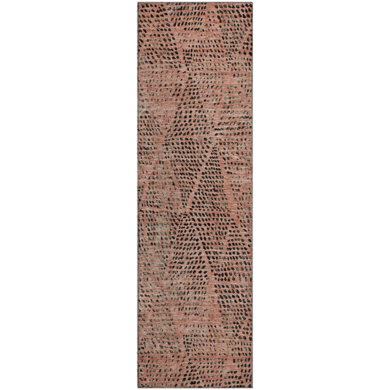 Premium Machine Washable Cerrito AMF591 Salmon Rug, Runner 2'3" x 7'6"