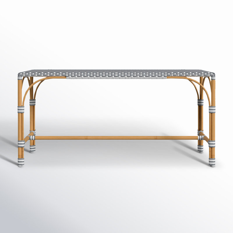 Tobias Outdoor Rattan Rectangular Dining Bench, Gray