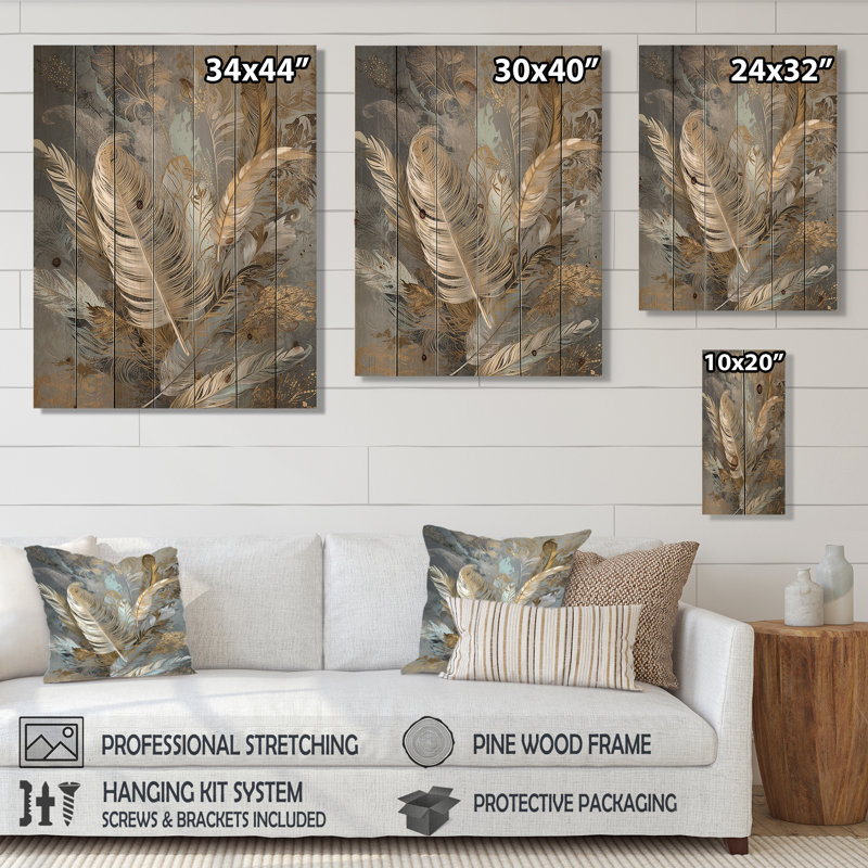 Gethsemane " Gold Feather Extravaganza V ", 20" H x 10" W x 0.78" D