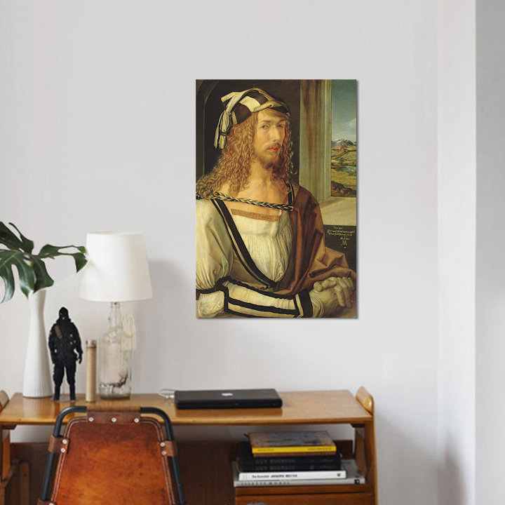 «Self Portrait with Gloves, 1498», impression sur toile tendue, H 12 po x l 8 po x P 0,75 po, Toile tendue, Pas de tapis