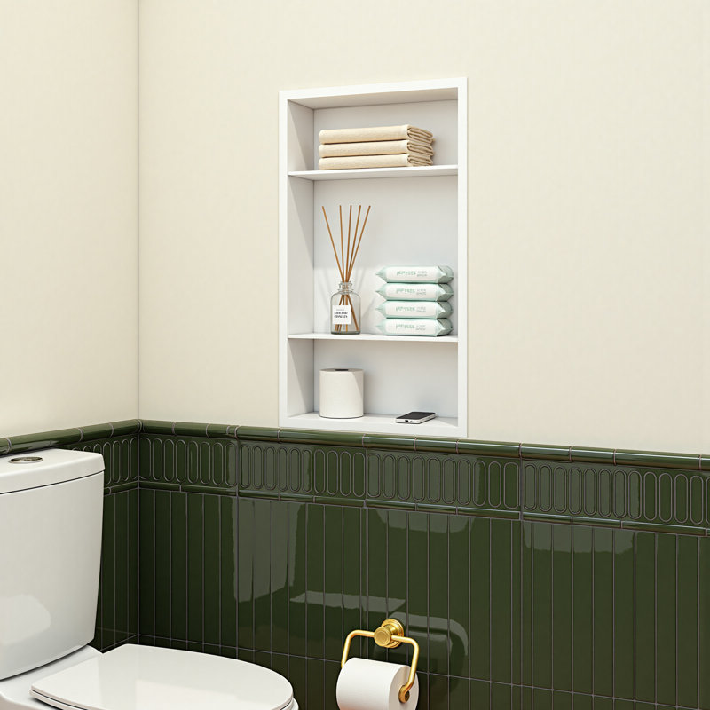 Armoire de rangement encastrée en métal, H 25,6 po x l 15,6 po x P 3,9 po, Blanc