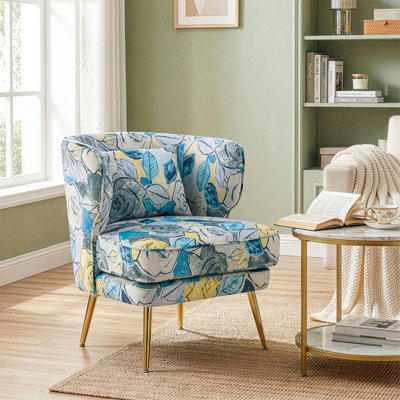 Fauteuil de baril en velours avec coussin lombaire Lemley