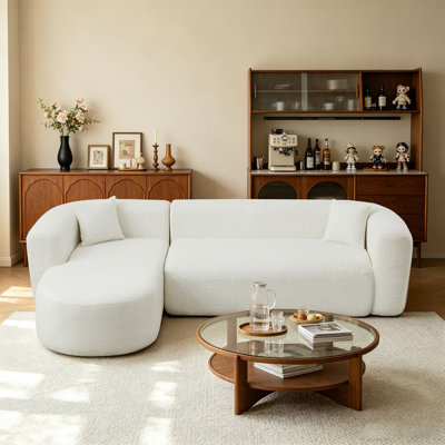 Plush Chenille L-Shaped Sectional Couch with Chaise