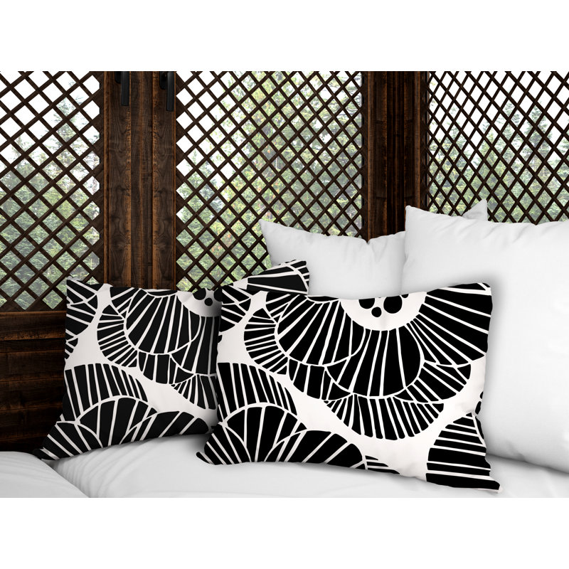 Abstract Outdoor Reversible Throw Pillow, Black