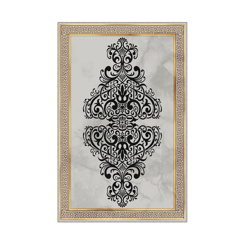 Antibacterial Woven Carpet (2.6 x 4.0 ft), 100% Polyester, 0.3 in Pile Height | Non-Slip PVC Dot Underside, 3D Digital Printing | Machine Washable, Easy Care for Living Room, Bedroom & Office