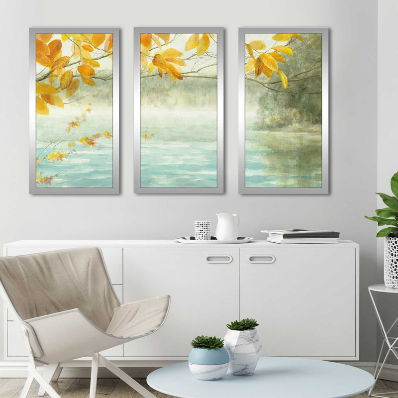 «View From the Shore», peinture sur cadre 3 pièces, L 52,5 po x H 33,5 po x P 1 po