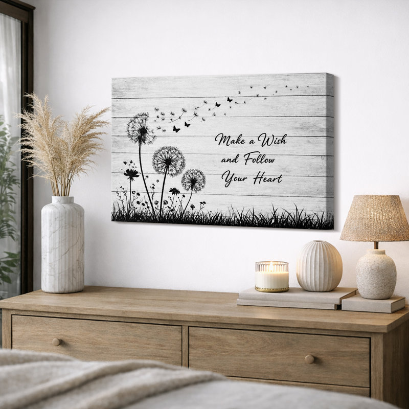Pissenlit, citation inspirante, impression sur toile encadrée, H 24 po x l 36 po x P 1,5 po, Toile tendue