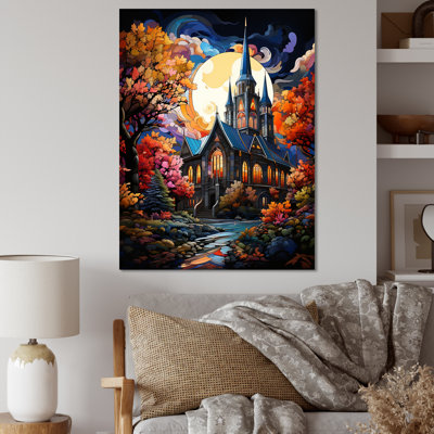 Pop Art Curch At Moon Landscape II - Église, art mural