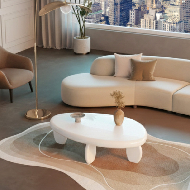Table basse Modern Cobblestone - blanc ultrabrillant, Blanc