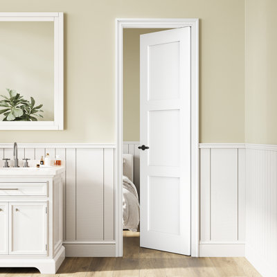 Paneled Solid Wood Primed Standard Door White Interior Pantry Door Slab