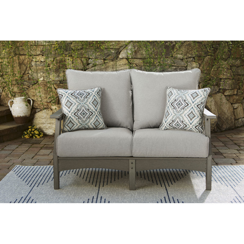 Causeuse d'extérieur Visola, 2 chaises longues et table basse
