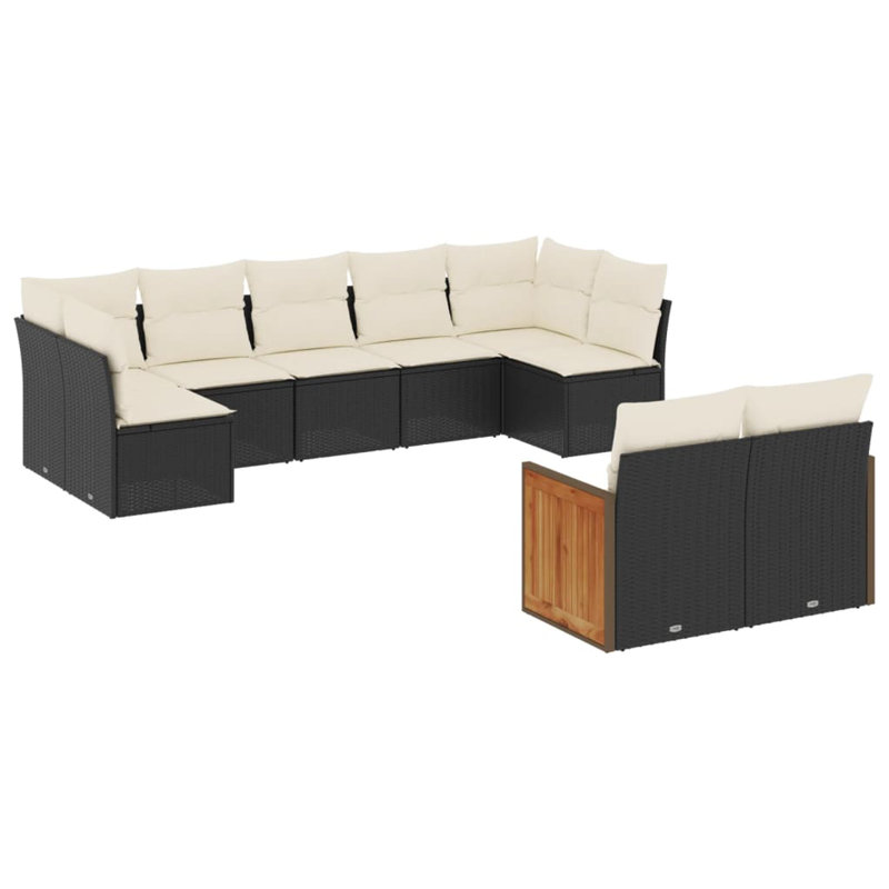 Ensemble de canapé de jardin Vidaxl , Blanc, Noir