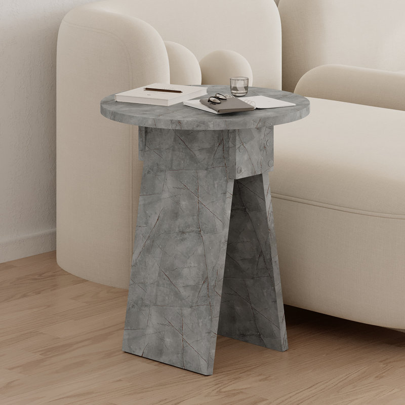 Chen Modern Side Table Minimalist with Round Top, Lagina