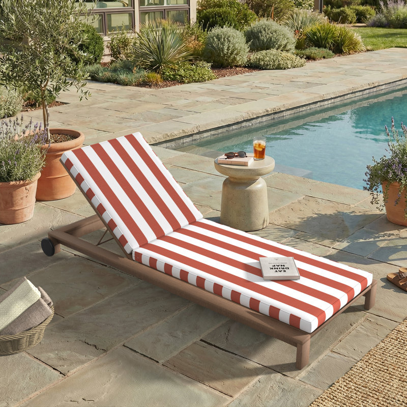 Outdoor Chaise Cushion With Sunbrella Fabric, 24" W x 73" D, Sunbrella® Refuge Coral