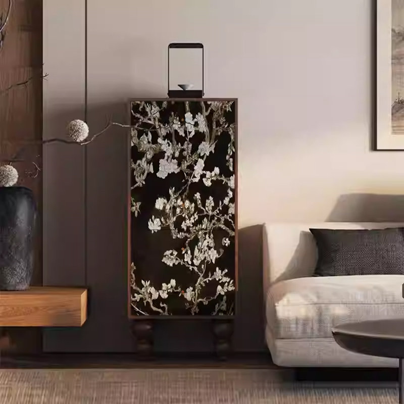 Armoire de rangement à cinq tiroirs avec plateau large, Noyer