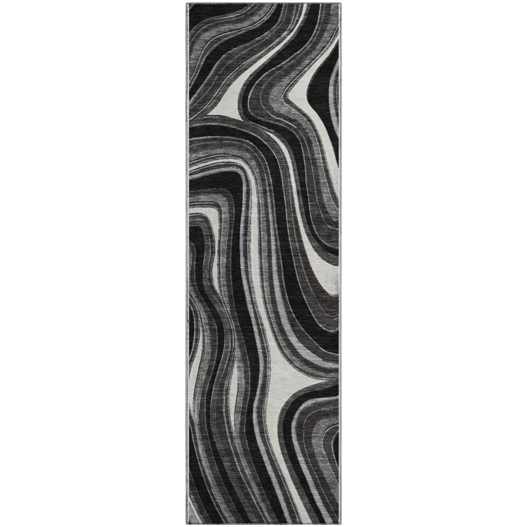 Premium Machine Washable Prisco Black Rug