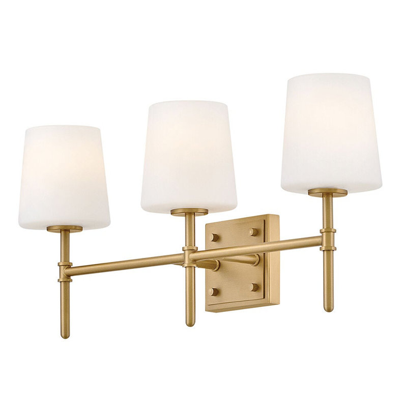 Hinkley Saunders Etched Opal Bathroom Vanity, Lacquered Brass