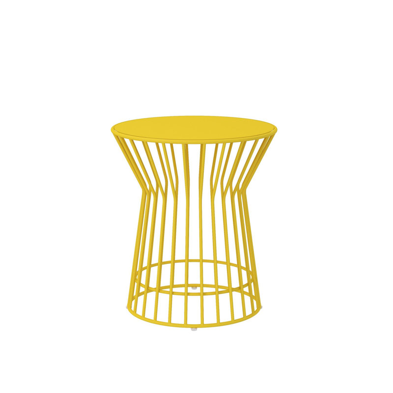 Pennard Round Metal Outdoor Side Table - 55.62 cm W 51 cm D, Yellow