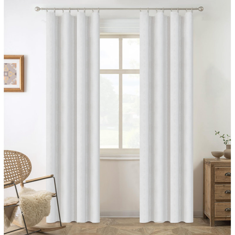 100% Blackout Curtain Liners for Bedroom Noice Reducing Thermal Insulated Liners for Living Room with 18 Pcs Rings 2 Panels Set
