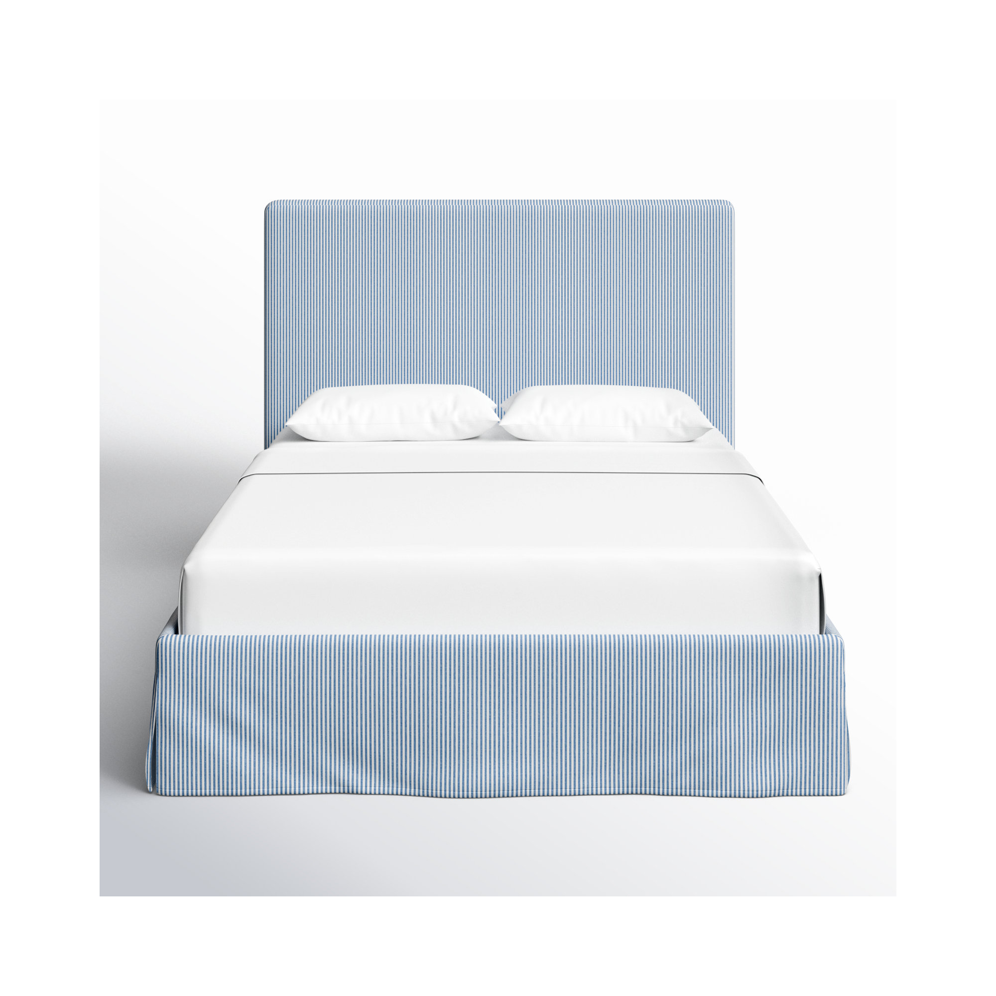 Verona Upholstered Slipcover Bed, Vine Stripe Dusty Blue, Full