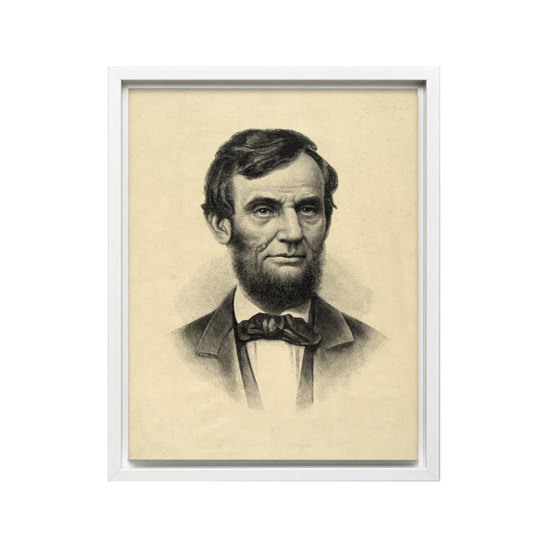 Abraham Lincoln Portrait No1, Canvas, Encadrement blanc, H 11 po x l 14 po