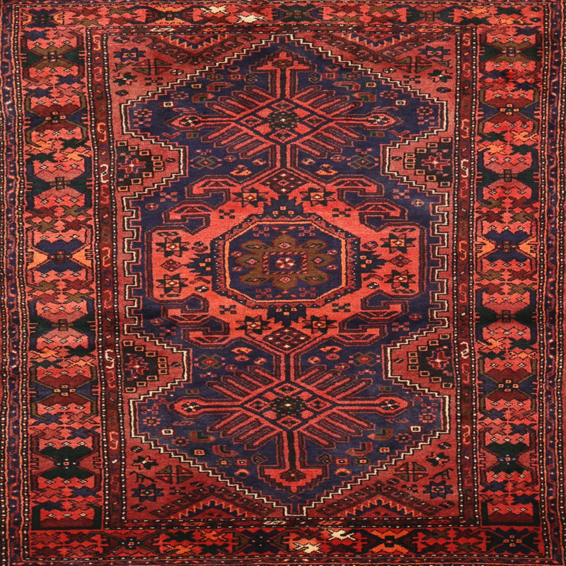 Tapis sud-ouest Mehroon / noir / bleu, Rond 7 pi