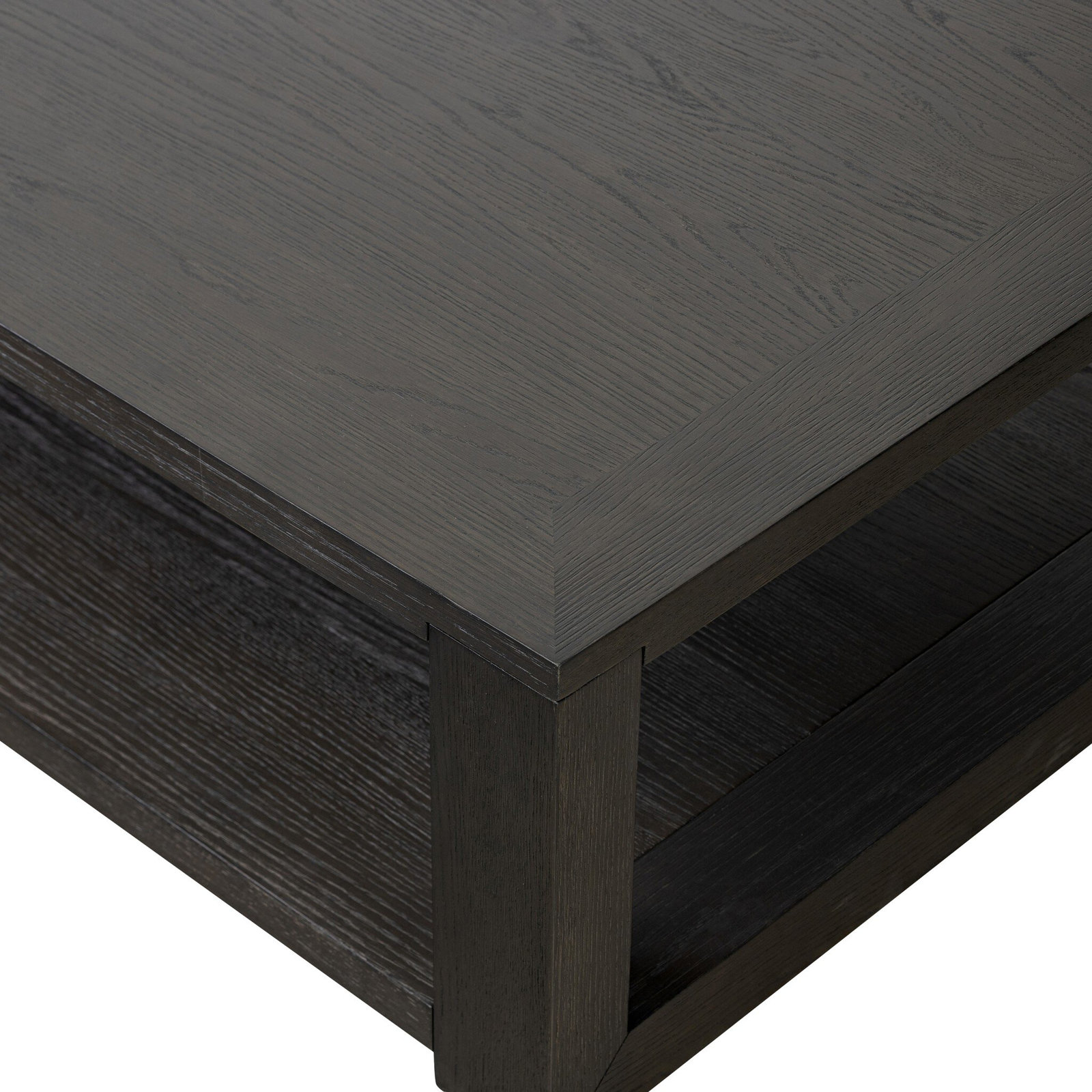 Aydeen Solid Wood Single Coffee Table, Dark Anthracite