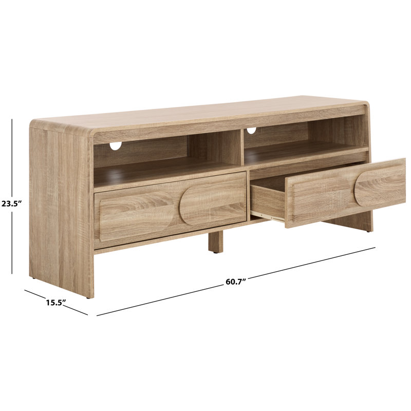 Maker 2 Drawer 2 Shelf Media Stand, Natural