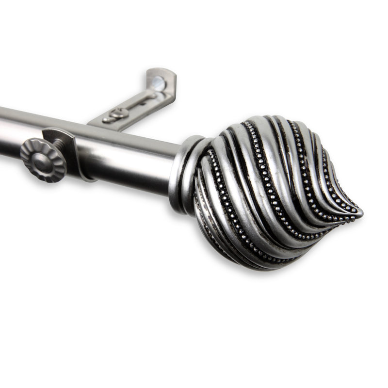 Tringle à rideaux simple Sebergham, Nickel satiné, 66 po à 120 po