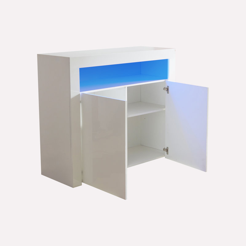 Meuble télé pour téléviseur de 40 po ou moins Daniello, Blanc, H 36,22 po x l 42,52 po x P 15,75 po