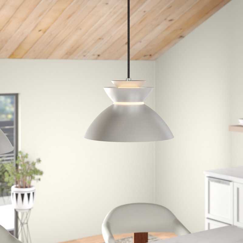Luminaire suspendu en forme de dôme à 1 lumière Hannes, Platine brossée