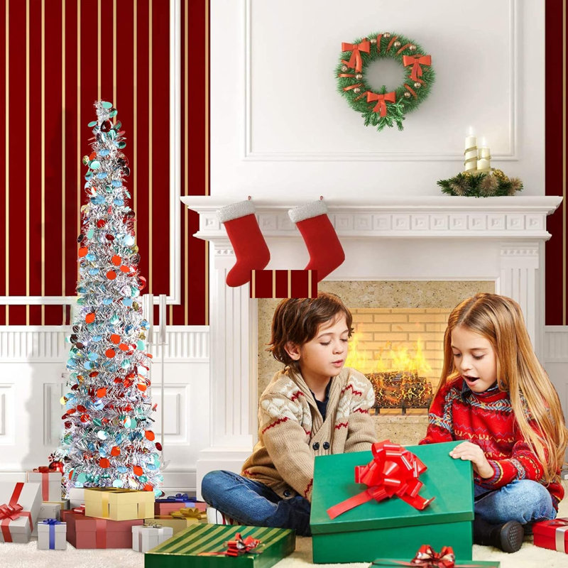 Arbre de Noël effilé artificiel argenté 60 po H 60 po