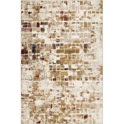 Leonardus Natural Abstract Tiles Area Rug