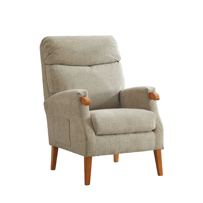 Upholstered Side Chair, Beige Polyester Blend