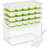 Ice Cube Tray With Lid And Bin, 4 Pack Silicone Plastic Ice Cubes Trays For Freezer With Box/Container, Stackable With Storage Iced Bucket Kits, Scoop, For Soup, Food, Cocktail, Coffee