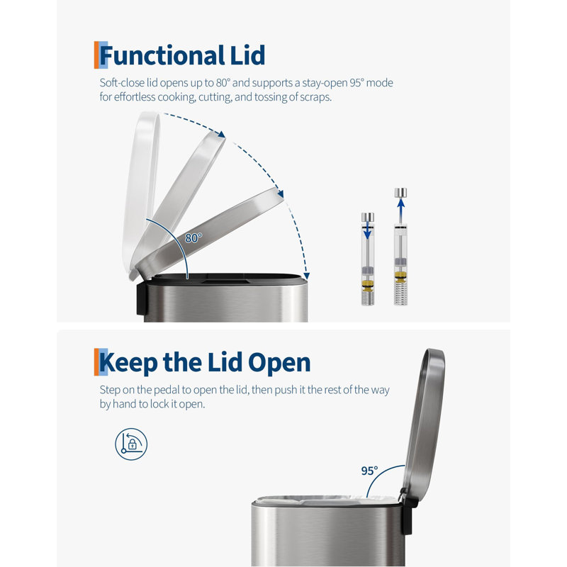 Stainless Steel Kitchen Rubbish Bin - 60 L