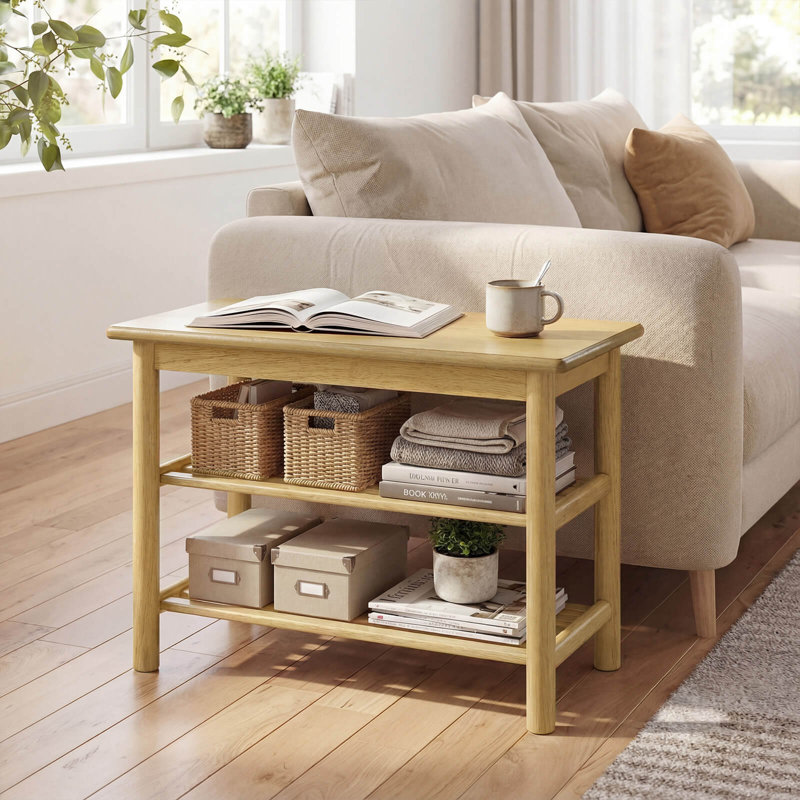 Shoe Rack Bench,3-Tier Rubberwood Freestanding Shoe Changing Bench with Slat Shelves