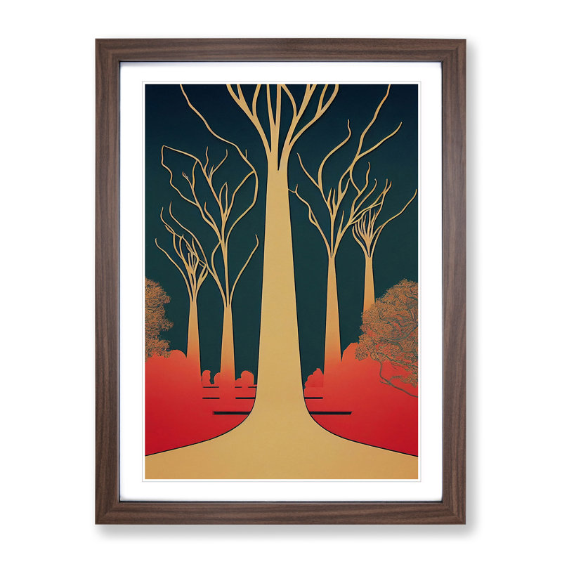 Bold Tree Art No.3 - Print, White, Walnut Framed, 48cm H x 36cm W