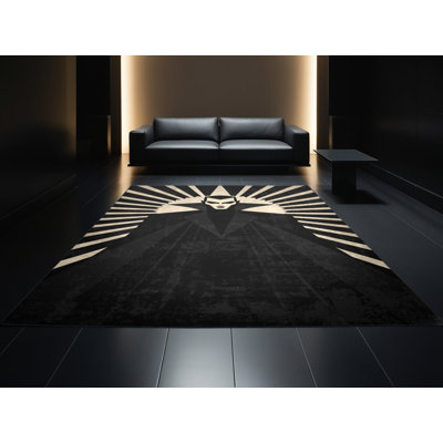 Tapis moelleux moelleux de style art déco à motif de vampire noir Rubio