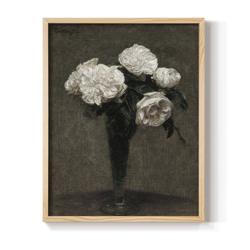 Impression florale vintage encadrée CCXCI - bois massif, H 21 po x l 17 po, Naturel
