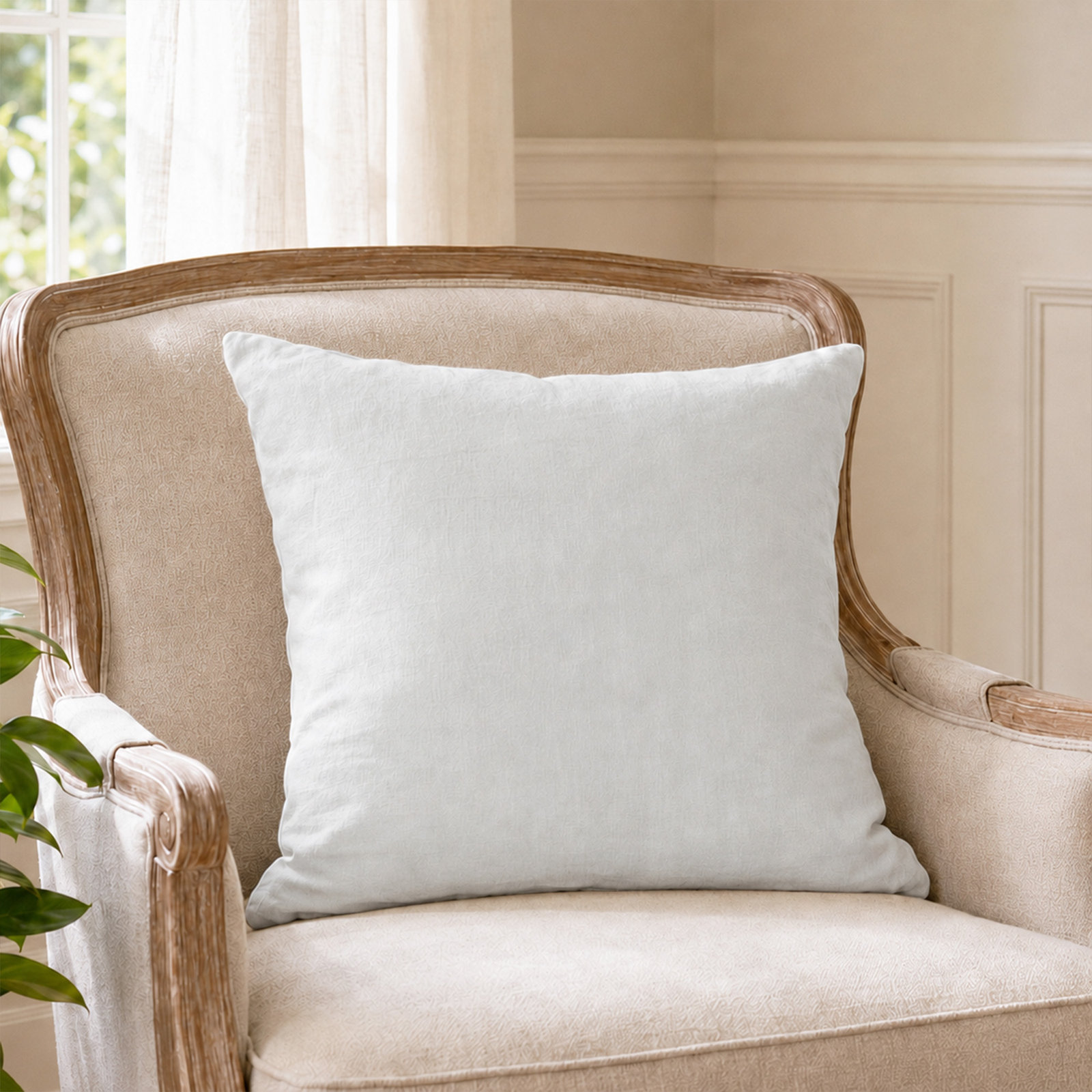 Clara 100% French Linen Accent Pillow, Light Gray