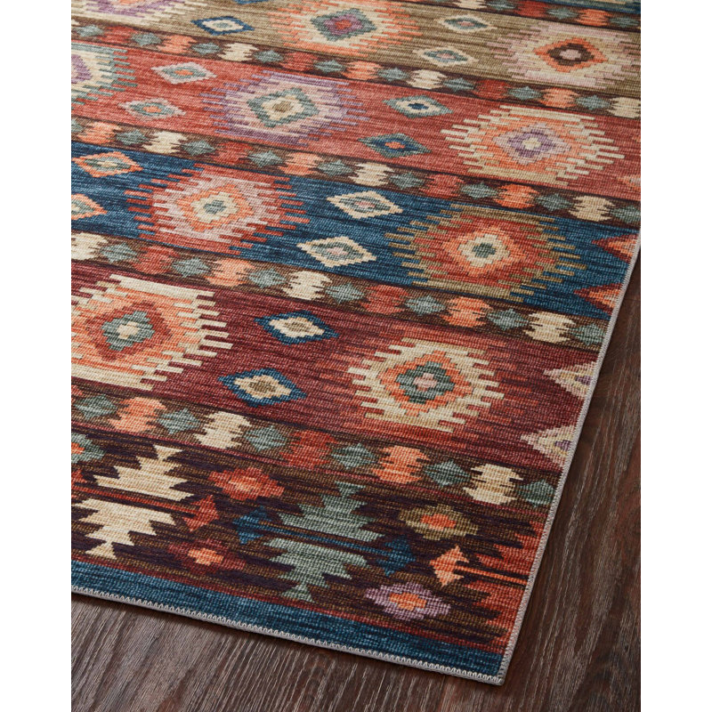 Tapis à motif tissé à motif rétro, Rectangle 4 pi 7 po x 6 pi 6 po