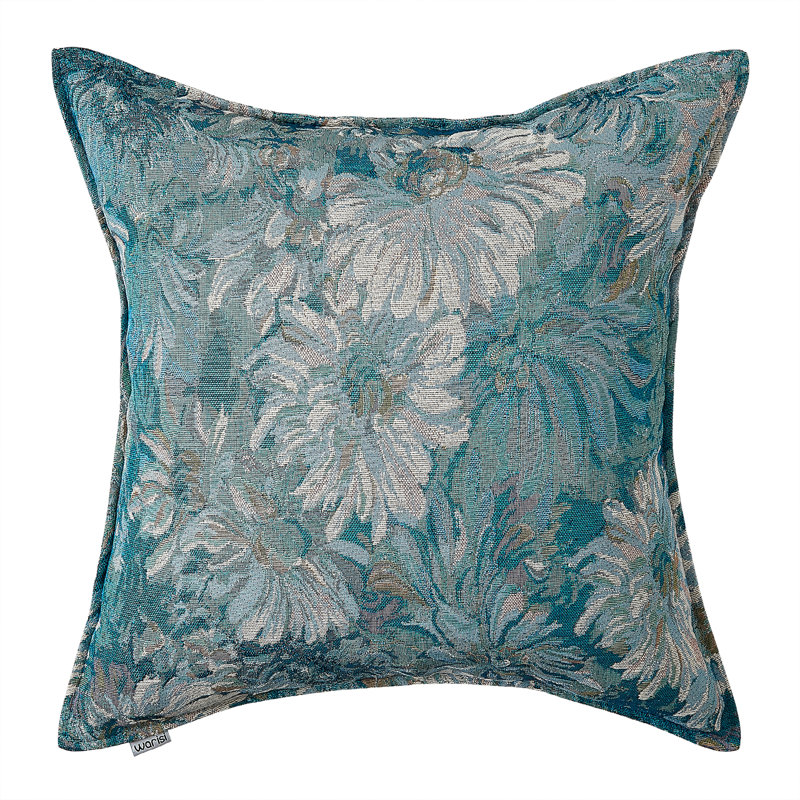 Floral Cotton Blend Throw Pillow, Blue, Pillow Cover Only - No Insert