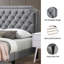 Lit plateforme à bord clouté Ava - velours gris anthracite-1131993827