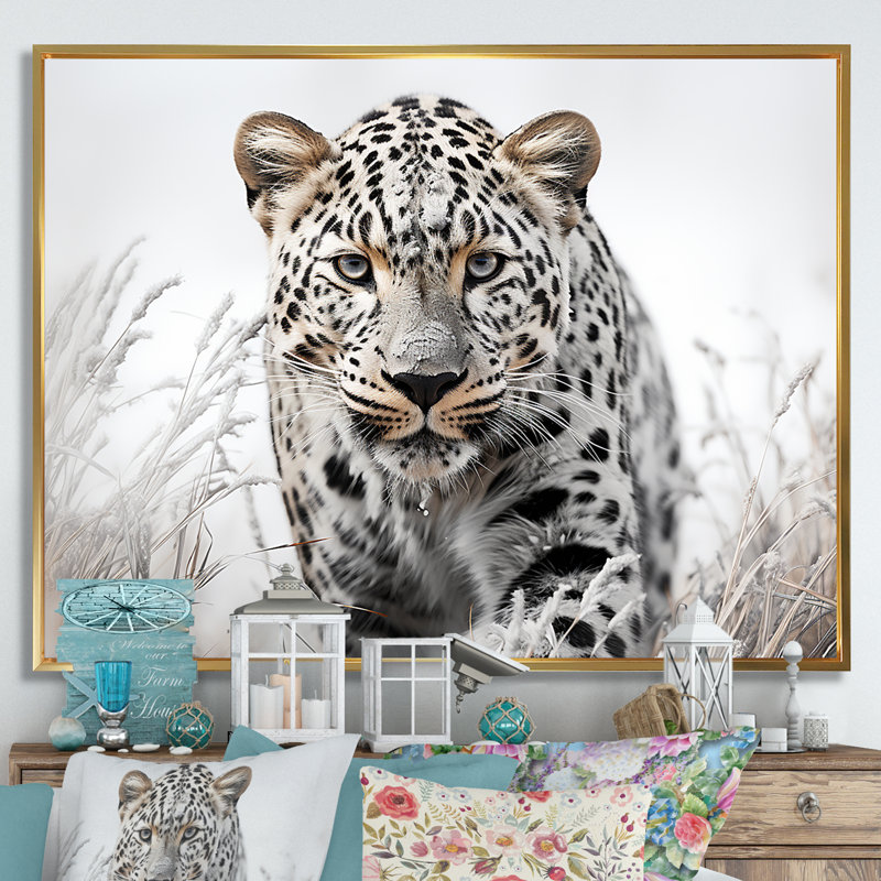 Jungle Leopard Stalk I - Leopard, Cadre flottant doré, H 30 po x l 40 po x P 1,5 po