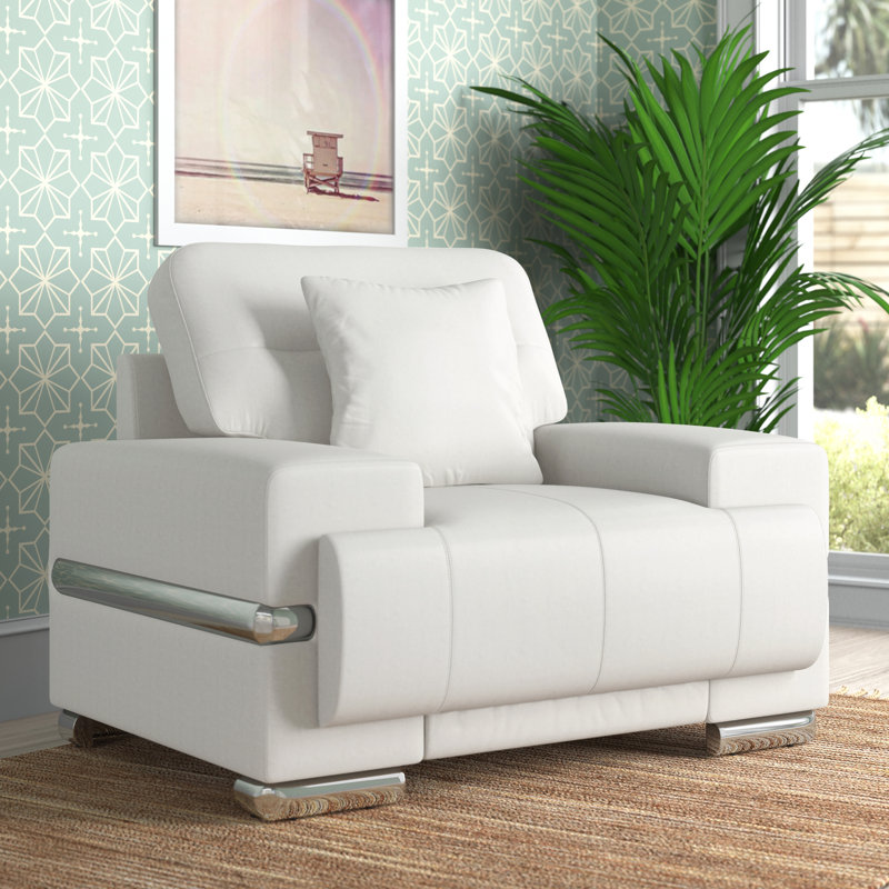 Fauteuil capitonné Anuar, Blanc