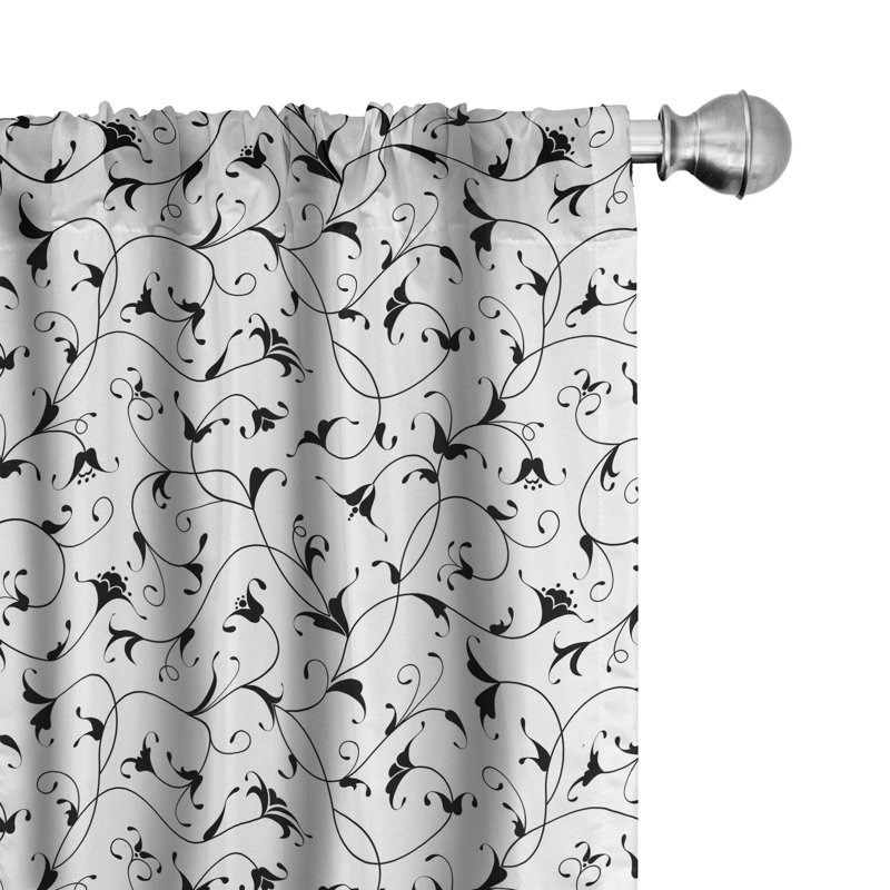 Floral Semi-Sheer Rod Pocket Curtain Panels, 28" W x 84" L